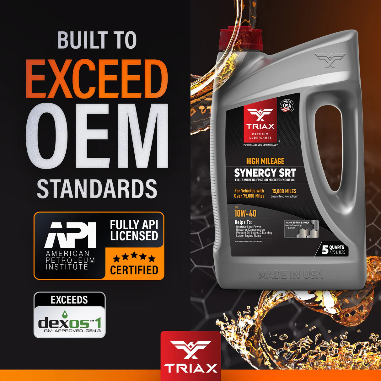 ULEI MOTOR TRIAX Synergy SRT 10W-40 Full Synthetic High Mileage ACEA A4/B4, API SN, VW 502.00 / 505.01
