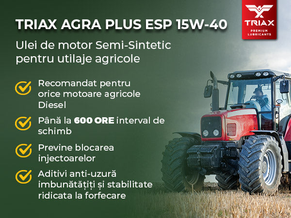 ULEI MOTOR TRIAX AGRA PLUS ESP 15W-40 Semi-Sintetic CK-4 .Pentru John Deere, Deutz, | CASE | Fend | CLAAS | New Holland