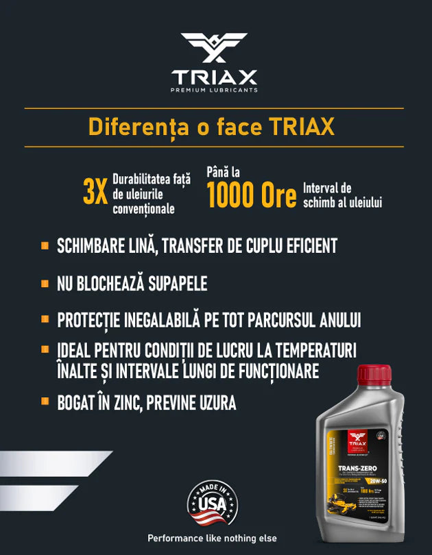 TRIAX TRANS ZERO 20W-50 - Ulei transmisii hidrostatice pentru masini tuns iarba Ulei transmisie hidrostatica pentru masini de tuns iarba 20W-50