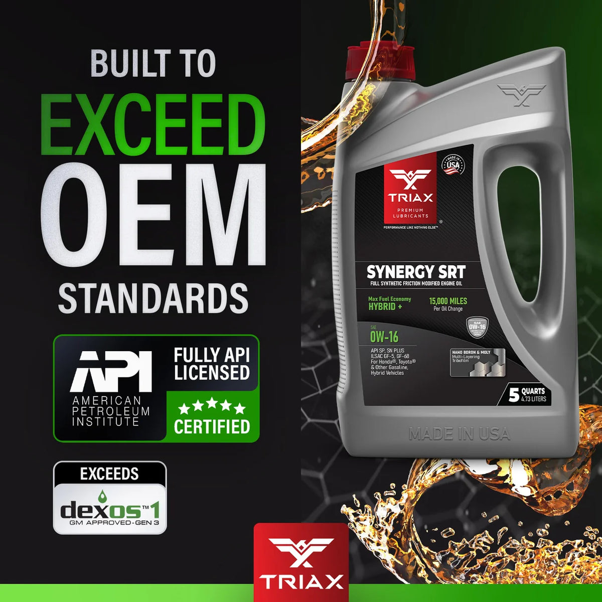 ULEI MOTOR Triax Synergy SRT 0W-16 Full Synthetic Full Synthetic cu PAO, HONDA, TOYOTA, Benzina si Hybrid